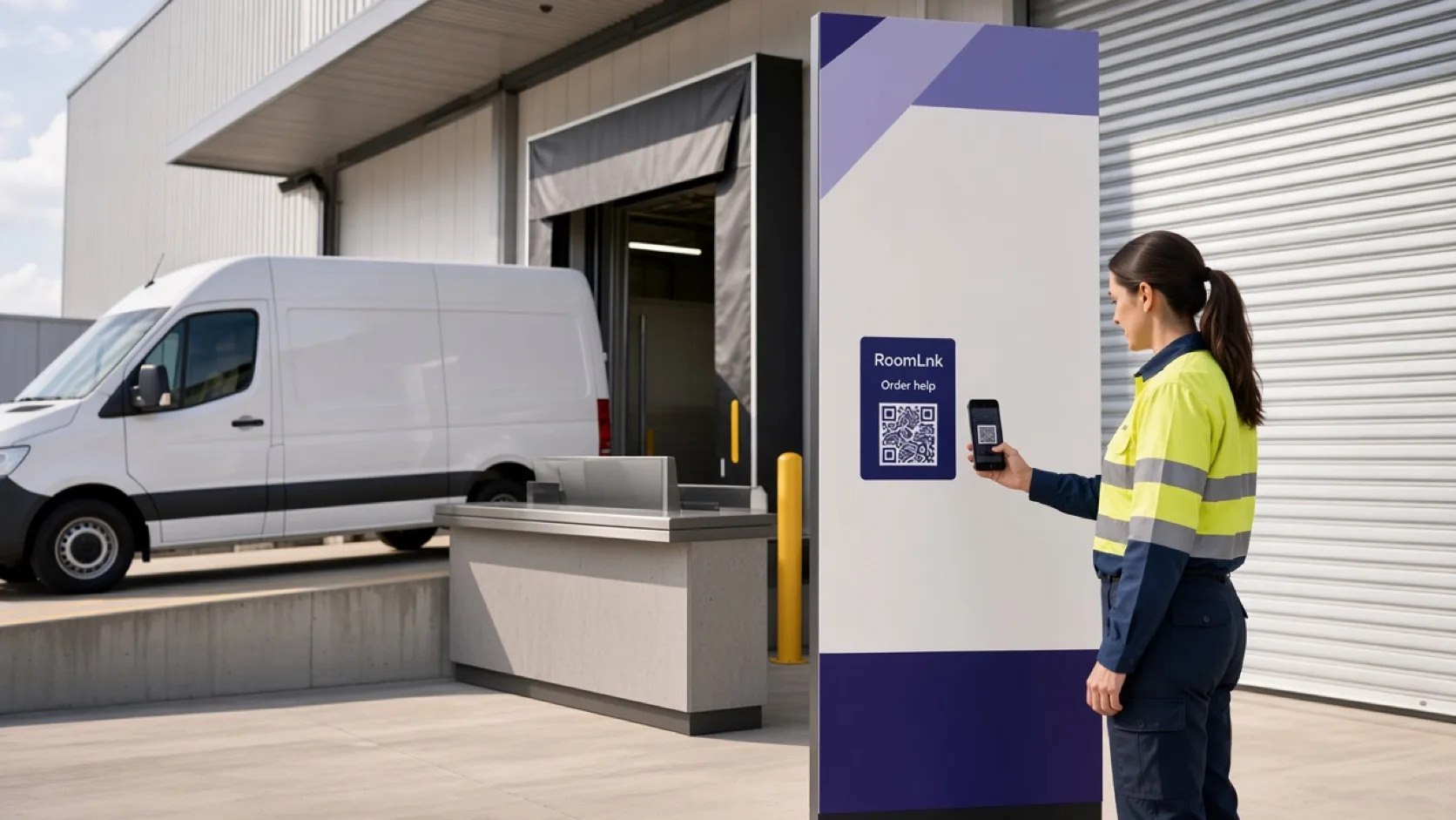 A customer scanning a RoomLnk QR code on a product receipt